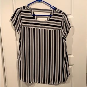 LOFT navy/white striped blouse